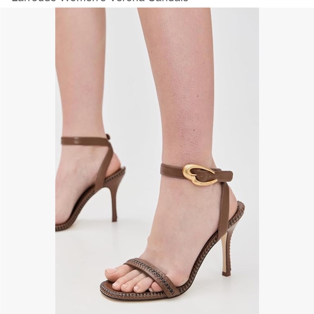 Larroude Brown Leather High Heel Sandals - Picture 3 of 5